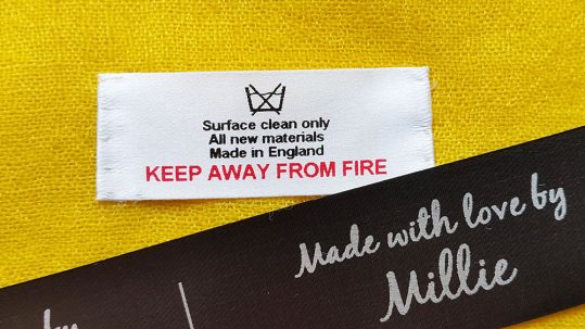 Sew on labels uk - end fold safety
