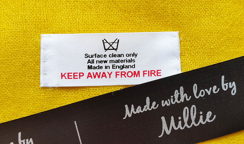 Sew on labels uk - end fold safety