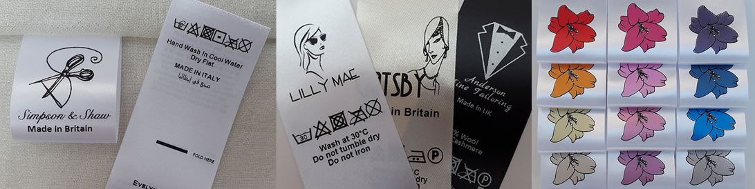 garment care labels examples and pantone colours available